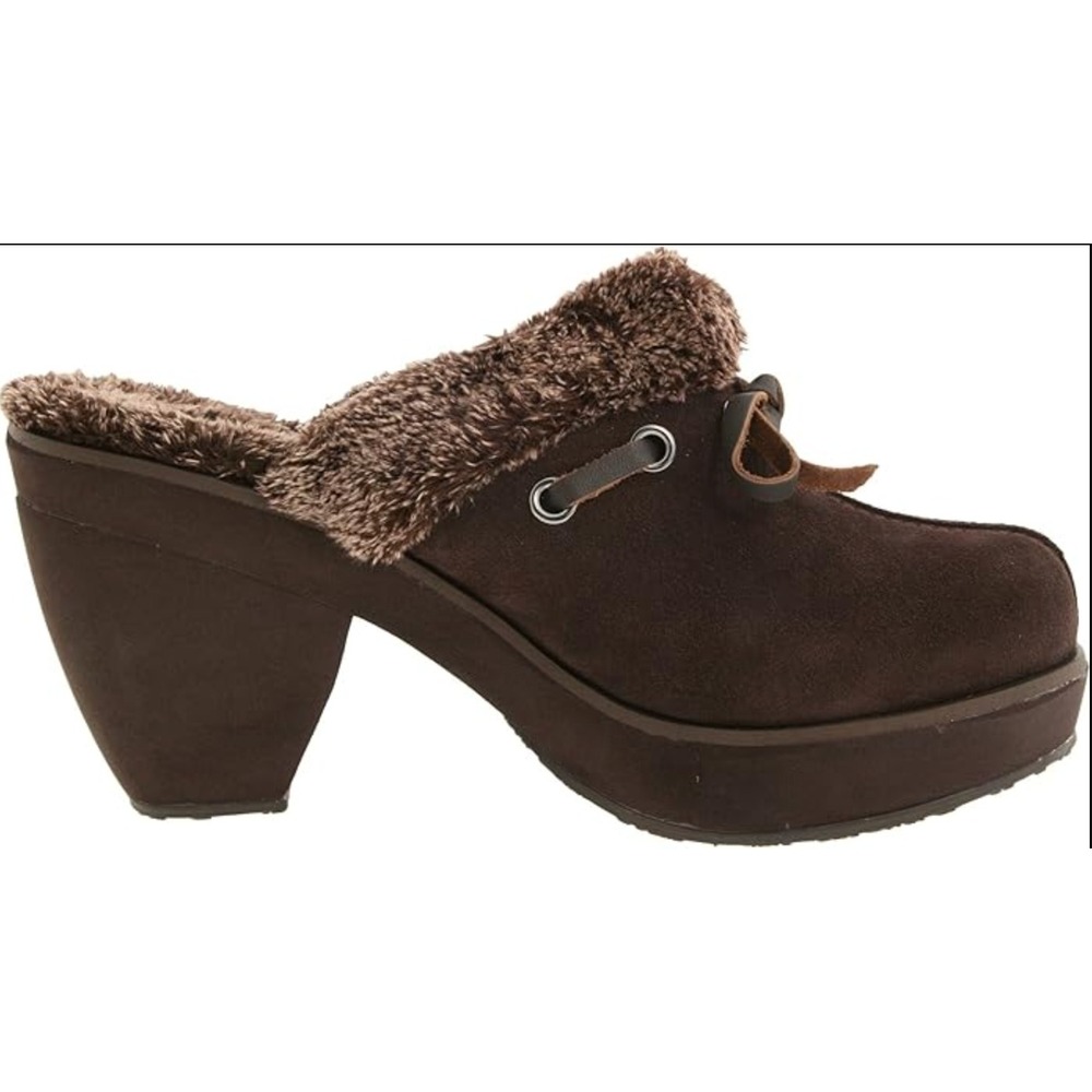 Skechers Y2K Disco Bunny Boogie Down Platform Clogs Suede Faux Fur Mules SZ 9‎